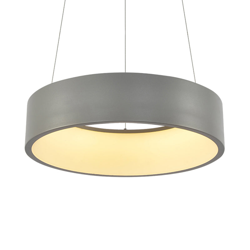 Circular/Squared Metal Pendant Ceiling Light Simple 1 Head Gray/White Ceiling Hanging Lamp in Warm/White/Third Gear Light, 18"/23.5" Wide Clearhalo 'Ceiling Lights' 'Modern Pendants' 'Modern' 'Pendant Lights' 'Pendants' Lighting' 118110