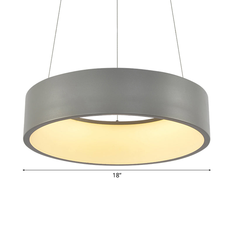 Circular/Squared Metal Pendant Ceiling Light Simple 1 Head Gray/White Ceiling Hanging Lamp in Warm/White/Third Gear Light, 18"/23.5" Wide Clearhalo 'Ceiling Lights' 'Modern Pendants' 'Modern' 'Pendant Lights' 'Pendants' Lighting' 118111