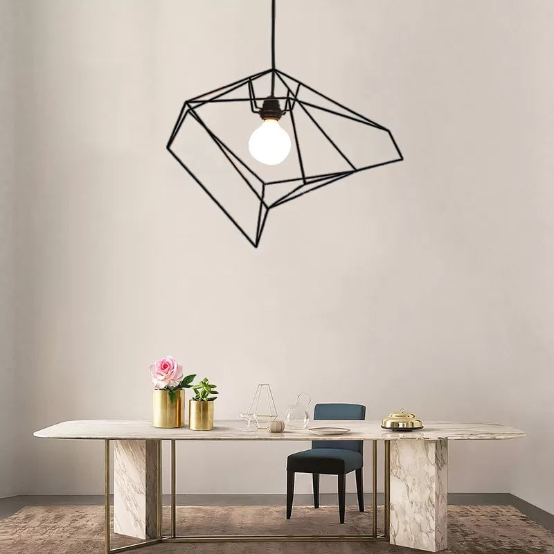 Simple 1 Light Suspension Light with Metal Shade Red/Yellow/Black Abstract Ceiling Pendant Light Black Clearhalo 'Ceiling Lights' 'Modern Pendants' 'Modern' 'Pendant Lights' 'Pendants' Lighting' 118122