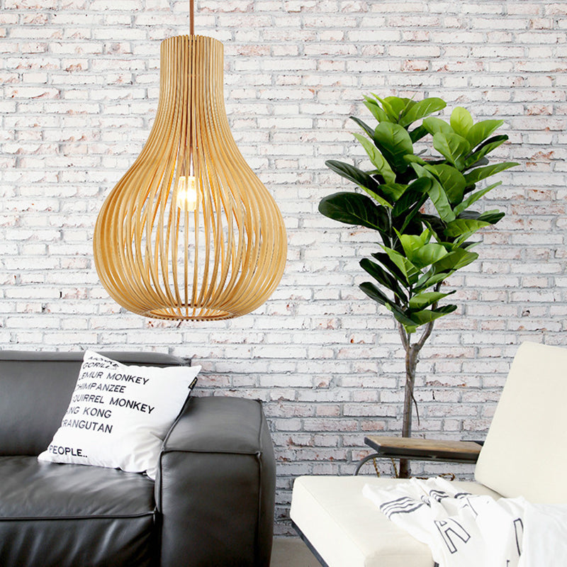 Wood Pendant Light Modern, Adjustable Teardrop Shape Ceiling Fixture Clearhalo 'Ceiling Lights' 'Modern Pendants' 'Modern' 'Pendant Lights' 'Pendants' Lighting' 118140