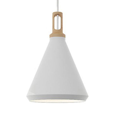 9.5"/14" Wide White Pendant Lighting with Cone/Barn Metal Shade Nordic Hanging Pendant Light for Dining Room White 9.5" Cone Clearhalo 'Ceiling Lights' 'Modern Pendants' 'Modern' 'Pendant Lights' 'Pendants' Lighting' 118160