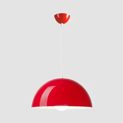 Black/White/Red Dome Hanging Light Nordic Aluminum 1 Light Suspension Light for Dining Room, 12"/14"/16" Wide Clearhalo 'Ceiling Lights' 'Modern Pendants' 'Modern' 'Pendant Lights' 'Pendants' Lighting' 118182