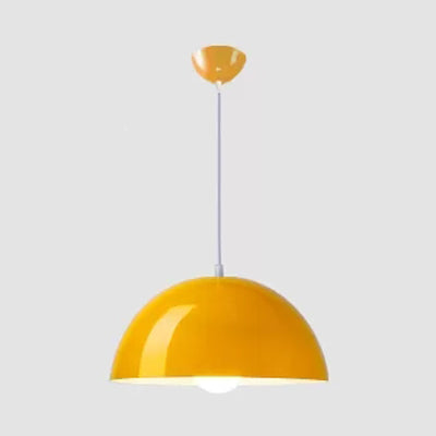 Black/White/Red Dome Hanging Light Nordic Aluminum 1 Light Suspension Light for Dining Room, 12"/14"/16" Wide Yellow Clearhalo 'Ceiling Lights' 'Modern Pendants' 'Modern' 'Pendant Lights' 'Pendants' Lighting' 118183