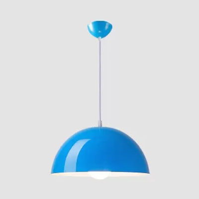 Black/White/Red Dome Hanging Light Nordic Aluminum 1 Light Suspension Light for Dining Room, 12"/14"/16" Wide Blue Clearhalo 'Ceiling Lights' 'Modern Pendants' 'Modern' 'Pendant Lights' 'Pendants' Lighting' 118184