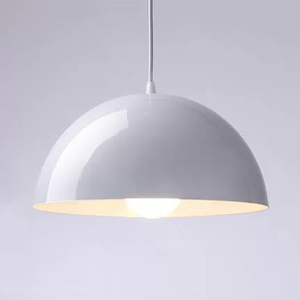 Black/White/Red Dome Hanging Light Nordic Aluminum 1 Light Suspension Light for Dining Room, 12"/14"/16" Wide Clearhalo 'Ceiling Lights' 'Modern Pendants' 'Modern' 'Pendant Lights' 'Pendants' Lighting' 118189