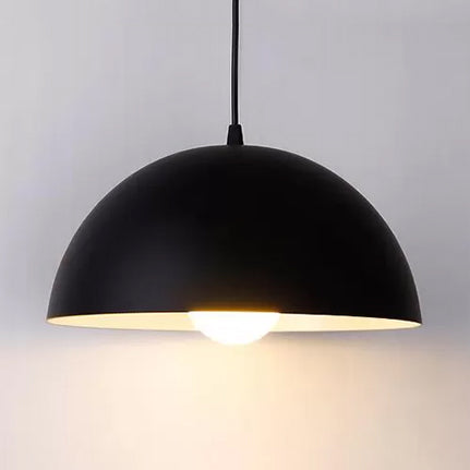 Black/White/Red Dome Hanging Light Nordic Aluminum 1 Light Suspension Light for Dining Room, 12"/14"/16" Wide Clearhalo 'Ceiling Lights' 'Modern Pendants' 'Modern' 'Pendant Lights' 'Pendants' Lighting' 118192