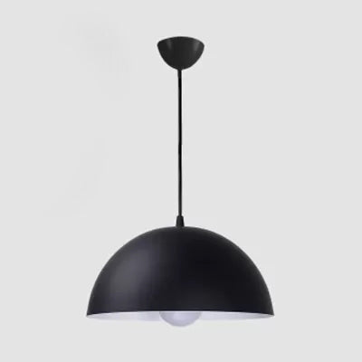 Black/White/Red Dome Hanging Light Nordic Aluminum 1 Light Suspension Light for Dining Room, 12"/14"/16" Wide Clearhalo 'Ceiling Lights' 'Modern Pendants' 'Modern' 'Pendant Lights' 'Pendants' Lighting' 118193