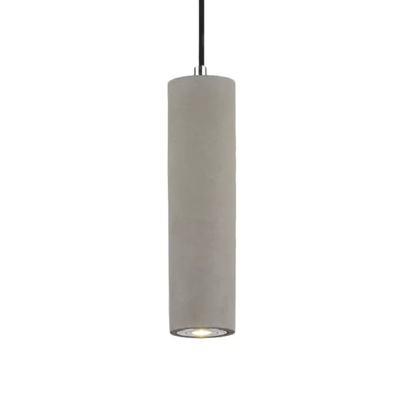 10"/19.5" Tube Pendant Lighting in Nordic Style Cement 1 Light Grey Hanging Ceiling Light in Warm/White Light Clearhalo 'Ceiling Lights' 'Modern Pendants' 'Modern' 'Pendant Lights' 'Pendants' Lighting' 118289