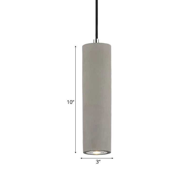 10"/19.5" Tube Pendant Lighting in Nordic Style Cement 1 Light Grey Hanging Ceiling Light in Warm/White Light Clearhalo 'Ceiling Lights' 'Modern Pendants' 'Modern' 'Pendant Lights' 'Pendants' Lighting' 118290