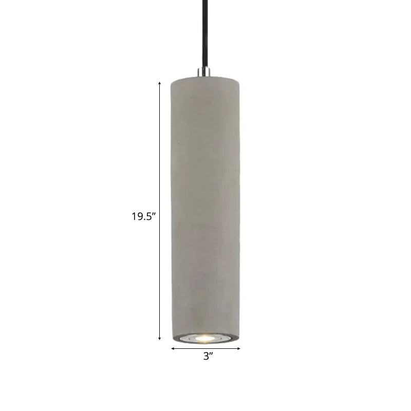 10"/19.5" Tube Pendant Lighting in Nordic Style Cement 1 Light Grey Hanging Ceiling Light in Warm/White Light Clearhalo 'Ceiling Lights' 'Modern Pendants' 'Modern' 'Pendant Lights' 'Pendants' Lighting' 118291