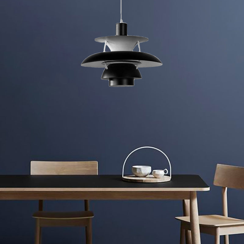 Designer Tiered Pendant Light Metal Shade 1 Light Hanging Ceiling Light with Hanging Cord Black Clearhalo 'Ceiling Lights' 'Modern Pendants' 'Modern' 'Pendant Lights' 'Pendants' Lighting' 118329