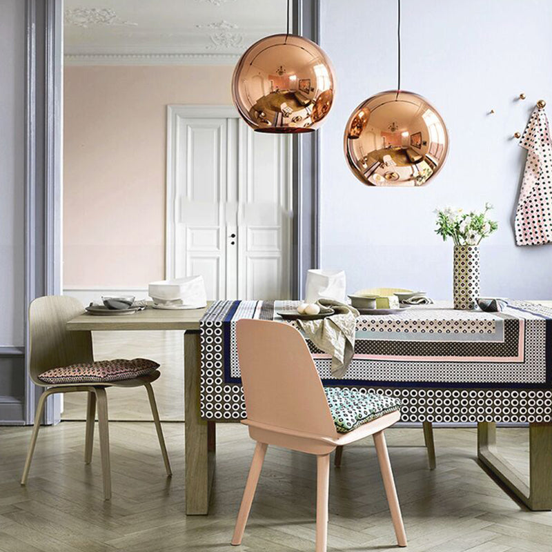 6"/8"/10"W Mirror Ball Pendant Lighting Contemporary Glass 1 Light Chrome/Gold/Rose Gold Hanging Ceiling Light Rose Gold Clearhalo 'Ceiling Lights' 'Glass shade' 'Glass' 'Modern Pendants' 'Modern' 'Pendant Lights' 'Pendants' Lighting' 118406