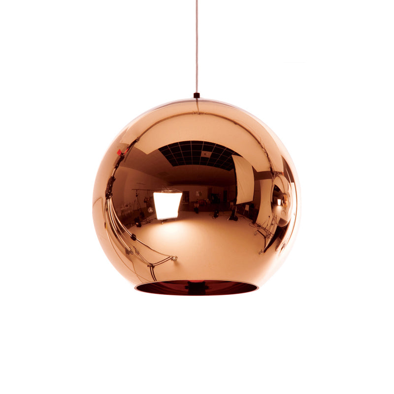 6"/8"/10"W Mirror Ball Pendant Lighting Contemporary Glass 1 Light Chrome/Gold/Rose Gold Hanging Ceiling Light Clearhalo 'Ceiling Lights' 'Glass shade' 'Glass' 'Modern Pendants' 'Modern' 'Pendant Lights' 'Pendants' Lighting' 118408