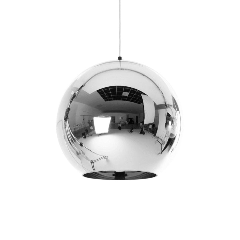 6"/8"/10"W Mirror Ball Pendant Lighting Contemporary Glass 1 Light Chrome/Gold/Rose Gold Hanging Ceiling Light Clearhalo 'Ceiling Lights' 'Glass shade' 'Glass' 'Modern Pendants' 'Modern' 'Pendant Lights' 'Pendants' Lighting' 118410