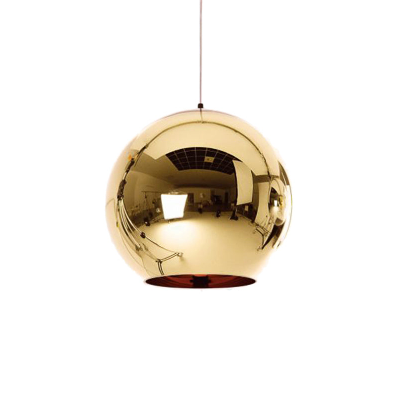 6"/8"/10"W Mirror Ball Pendant Lighting Contemporary Glass 1 Light Chrome/Gold/Rose Gold Hanging Ceiling Light Clearhalo 'Ceiling Lights' 'Glass shade' 'Glass' 'Modern Pendants' 'Modern' 'Pendant Lights' 'Pendants' Lighting' 118412