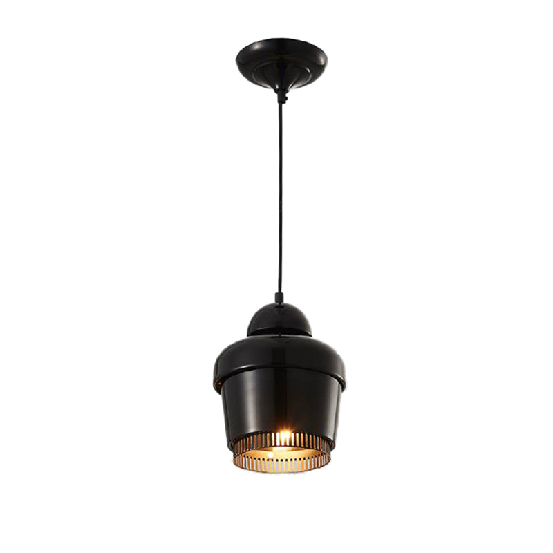 Black/White/Chrome Jar Pendant Ceiling Light Modern 1 Light Iron Hanging Pendant Light Clearhalo 'Ceiling Lights' 'Modern Pendants' 'Modern' 'Pendant Lights' 'Pendants' Lighting' 118457