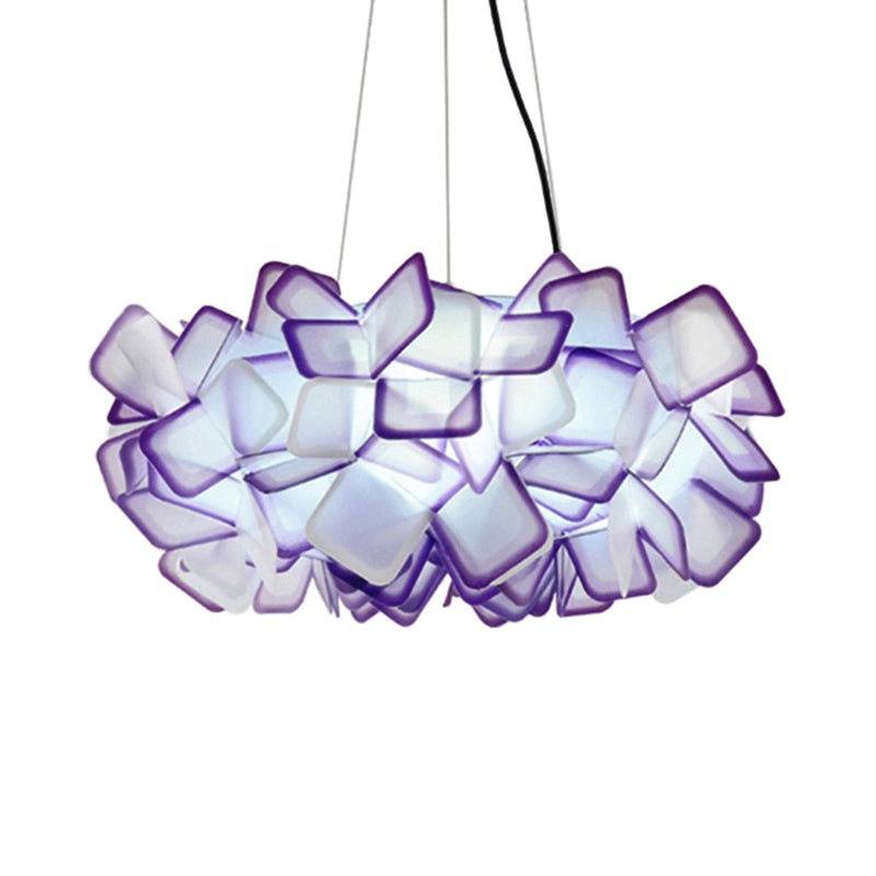 Brown/Blue/Purple Blossom Drop Pendant Contemporary 21"/27.5" Wide 1-Light Acrylic Ceiling Lamp for Living Room Clearhalo 'Ceiling Lights' 'Modern Pendants' 'Modern' 'Pendant Lights' 'Pendants' Lighting' 118464