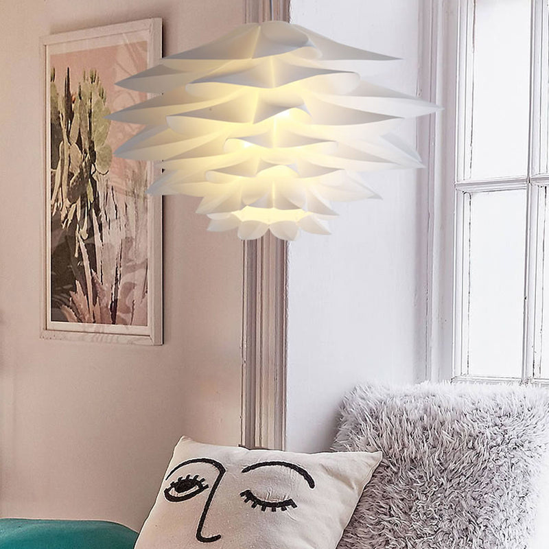 14"/18"/21.5" Wide 1 Light Bedroom Suspension Pendant with Upward/Downward Lotus Acrylic Shade White Hanging Ceiling Light White Down Clearhalo 'Ceiling Lights' 'Modern Pendants' 'Modern' 'Pendant Lights' 'Pendants' Lighting' 118519