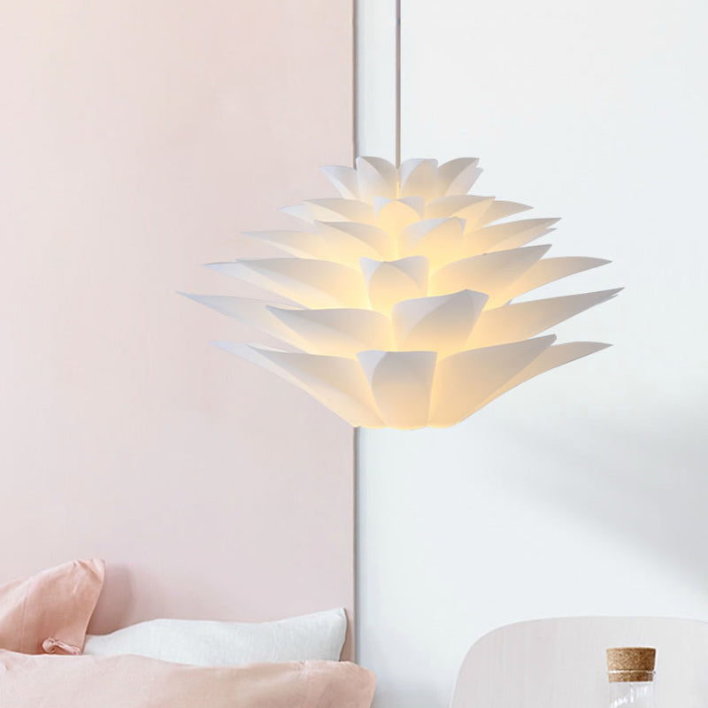 14"/18"/21.5" Wide 1 Light Bedroom Suspension Pendant with Upward/Downward Lotus Acrylic Shade White Hanging Ceiling Light White Up Clearhalo 'Ceiling Lights' 'Modern Pendants' 'Modern' 'Pendant Lights' 'Pendants' Lighting' 118521