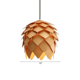 10"/12" W Pinecone Pendant Lighting Lodge Style Wood 1 Light Dining Room Adjustable Ceiling Light Fixture in Beige Clearhalo 'Ceiling Lights' 'Modern Pendants' 'Modern' 'Pendant Lights' 'Pendants' Lighting' 118546