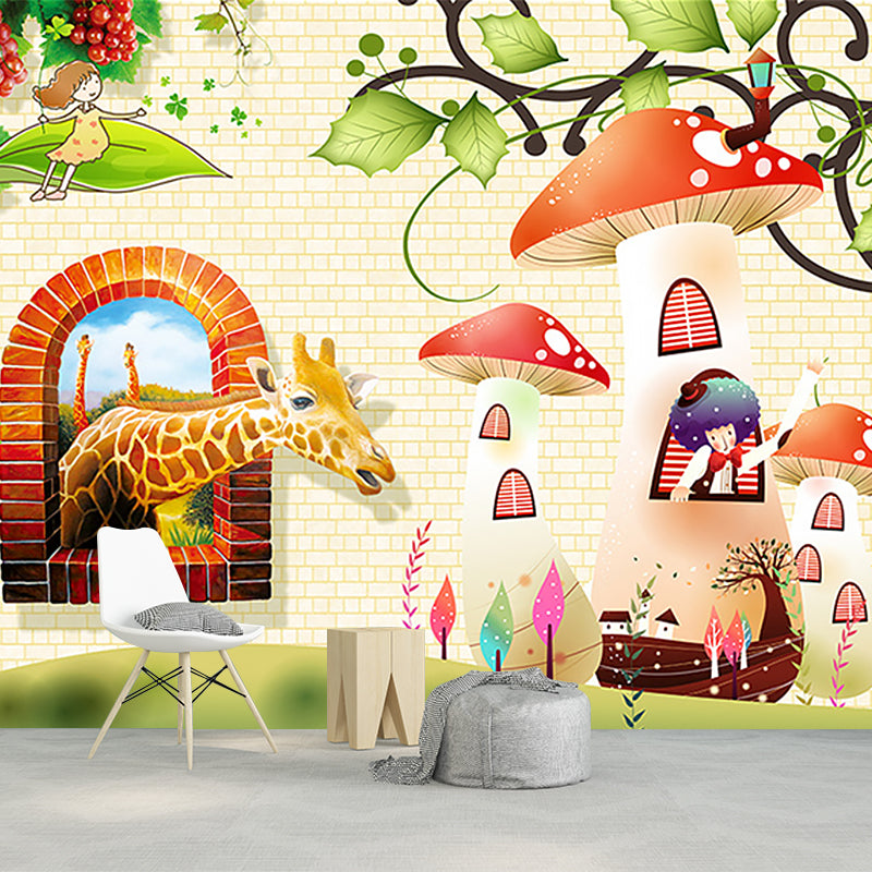 Colorful Cartoon Wall Paper Murals Extra Large Wonderland Wall Art for Kids Room Clearhalo 'Wall Decor' 'Wall Mural' 1185695