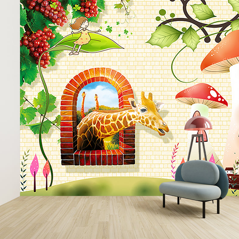 Colorful Cartoon Wall Paper Murals Extra Large Wonderland Wall Art for Kids Room Clearhalo 'Wall Decor' 'Wall Mural' 1185696