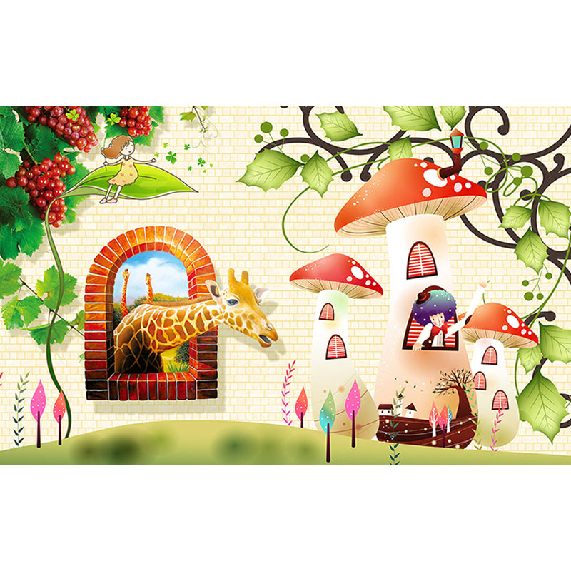 Colorful Cartoon Wall Paper Murals Extra Large Wonderland Wall Art for Kids Room Clearhalo 'Wall Decor' 'Wall Mural' 1185697