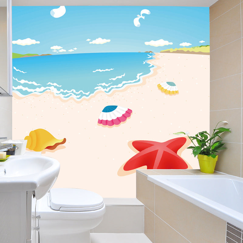 Large Coastal Painting Murals Colorful Non-Woven Wall Art for Nursery, Stain-Proof, Custom Size Clearhalo 'Wall Decor' 'Wall Mural' 1185771