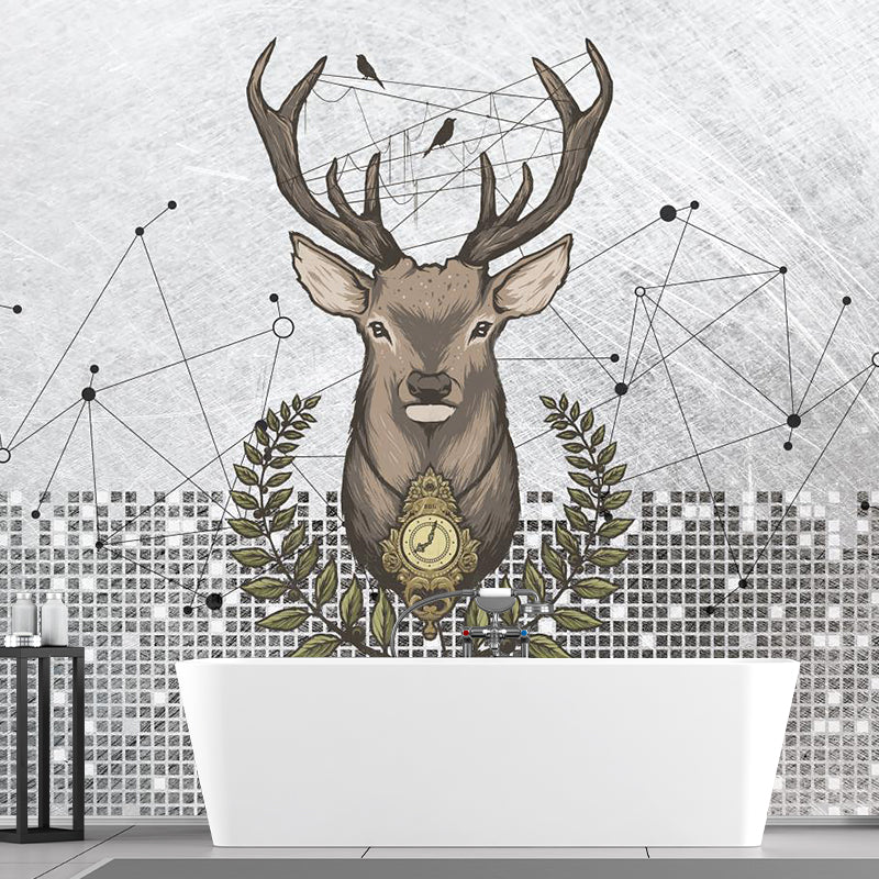 Washable Deer Wallpaper Murals Contemporary Non-Woven Wall Covering, Made to Measure Clearhalo 'Wall Decor' 'Wall Mural' 1185931