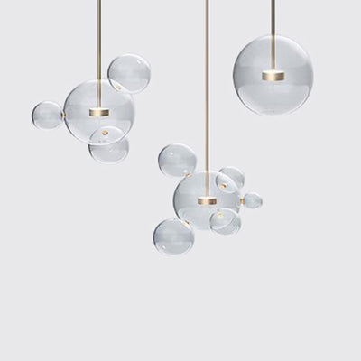 Clear Glass Ball Pendant Light Modernist 1/4/6 Lights Led Hanging Ceiling Lamp in Gold with Bubble Design Clearhalo 'Ceiling Lights' 'Glass shade' 'Glass' 'Modern Pendants' 'Modern' 'Pendant Lights' 'Pendants' Lighting' 118595