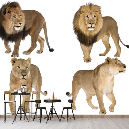 Photography Lions Mural Decal Whole Wall Covering for Accent Wall, Made to Measure Clearhalo 'Wall Decor' 'Wall Mural' 1186036