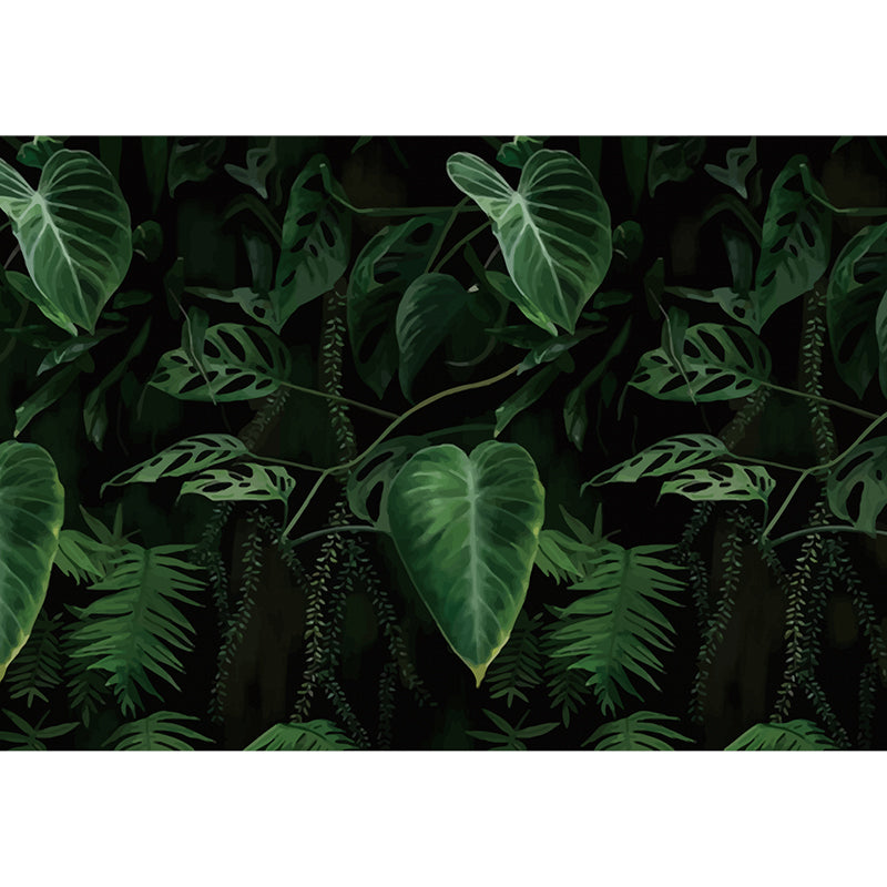 Tropical Elephant Ear Plant Murals Decal Green Leaves Wall Covering for Home Gallery Clearhalo 'Wall Decor' 'Wall Mural' 1186087