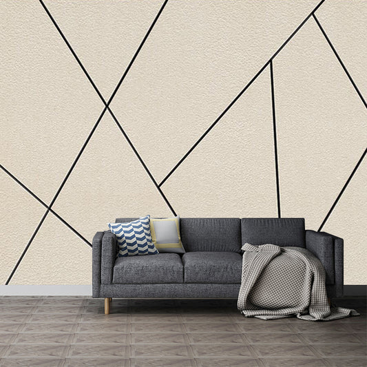 Black Lines Wall Paper Murals Geometric Minimalistic Waterproof Wall Decor for Bedroom Clearhalo 'Wall Decor' 'Wall Mural' 1186135