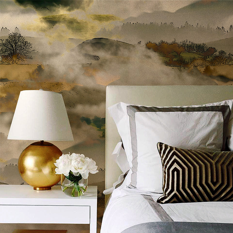 Washable Mysterious Land Painting Murals Non-Woven Fabric Modern Wall Covering for Bedroom Clearhalo 'Wall Decor' 'Wall Mural' 1186360