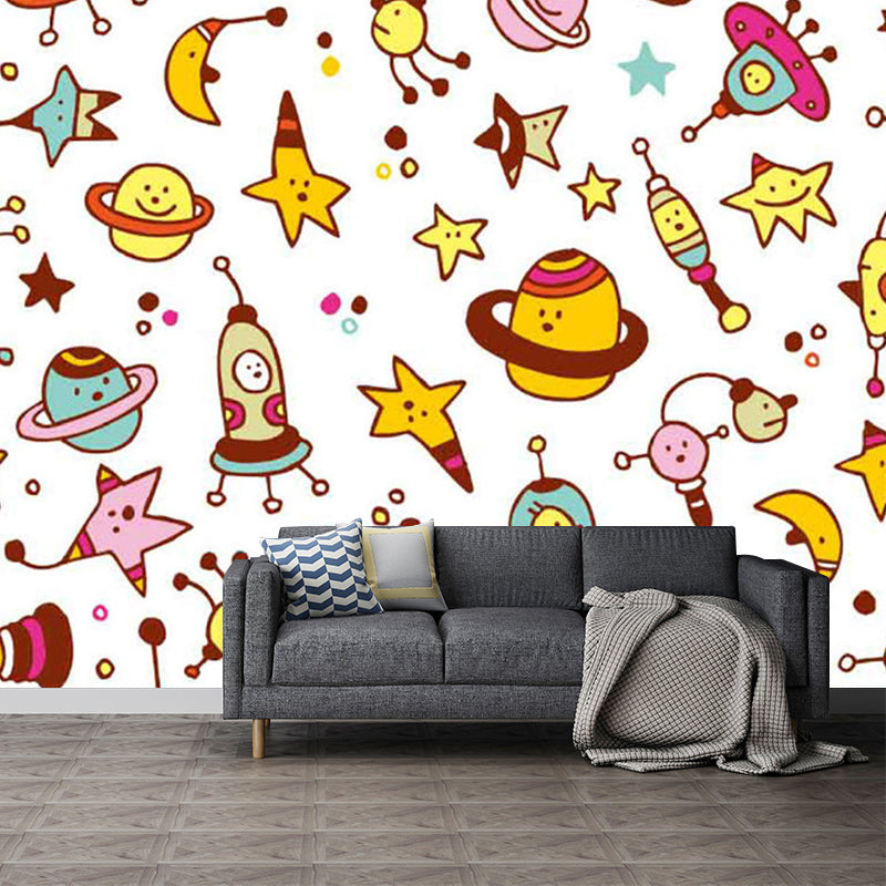 Yellow and Brown Stars Mural Decal Moisture Resistant Wall Covering for Child Bedroom Clearhalo 'Wall Decor' 'Wall Mural' 1186535