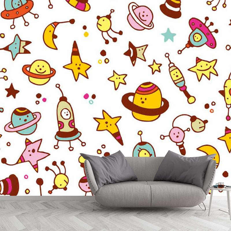 Yellow and Brown Stars Mural Decal Moisture Resistant Wall Covering for Child Bedroom Clearhalo 'Wall Decor' 'Wall Mural' 1186536