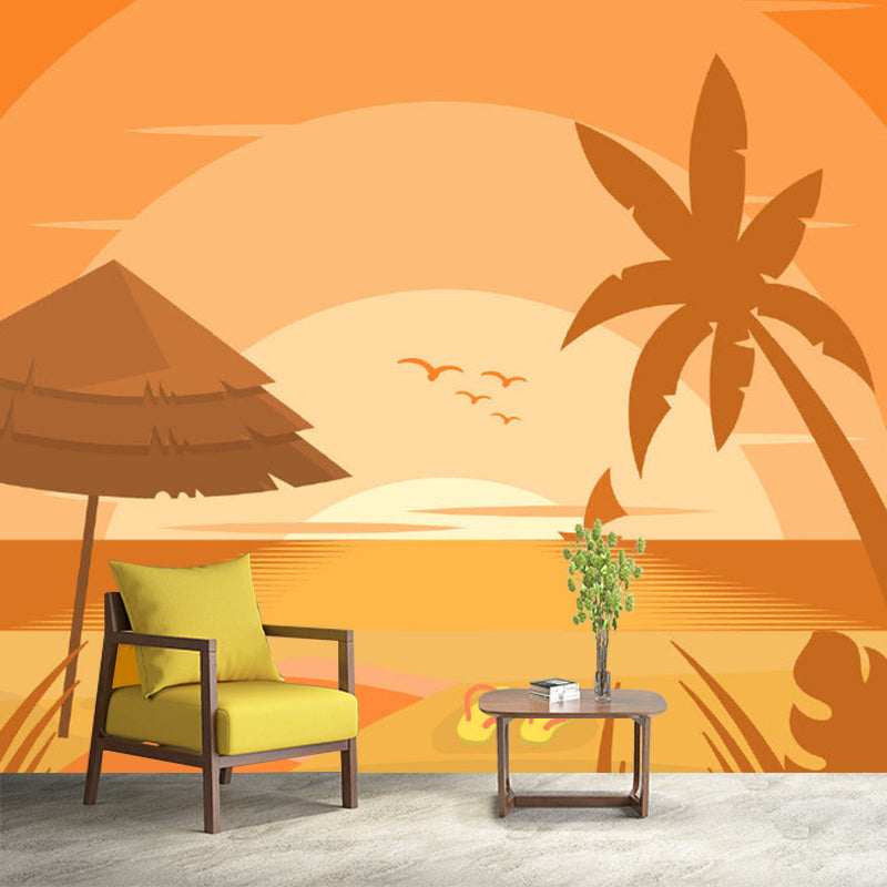 Beach View at Sunset Mural Decal Kids Moisture Resistant Home Wall Covering, Personalised Size Clearhalo 'Wall Decor' 'Wall Mural' 1186711