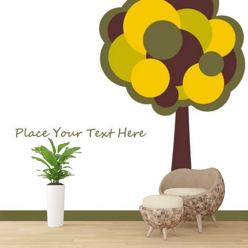 Yellow and Brown Kids Murals Extra Large Tall Tree Wall Covering for Accent Wall Clearhalo 'Wall Decor' 'Wall Mural' 1186757