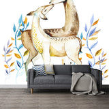 Tropical Deers Wall Paper Murals Modern Style Non-Woven Fabric Wall Covering in Brown Clearhalo 'Wall Decor' 'Wall Mural' 1186899