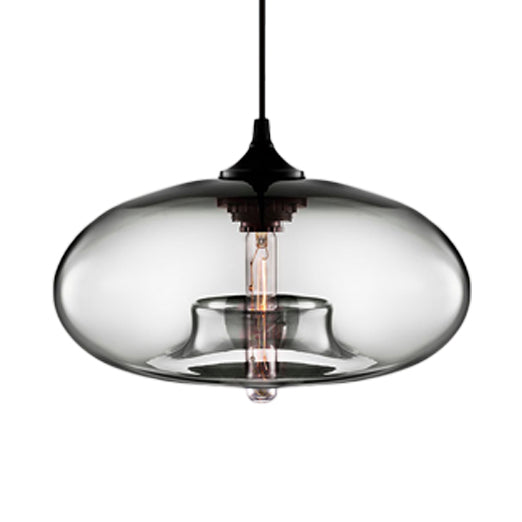 1 Light Hanging Lamp with Oval Glass Shade Contemporary Red/Brown/Blue Hanging Ceiling Light Smoke Gray Clearhalo 'Ceiling Lights' 'Glass shade' 'Glass' 'Modern Pendants' 'Modern' 'Pendant Lights' 'Pendants' Lighting' 118773