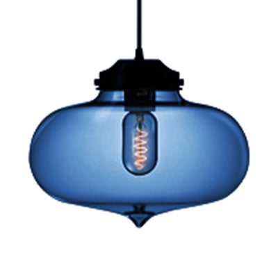 Teardrop Hanging Pendant Light Contemporary Glass 1 Light Red/Brown/Blue Hanging Ceiling Light Dark Blue Clearhalo 'Ceiling Lights' 'Glass shade' 'Glass' 'Modern Pendants' 'Modern' 'Pendant Lights' 'Pendants' Lighting' 118776