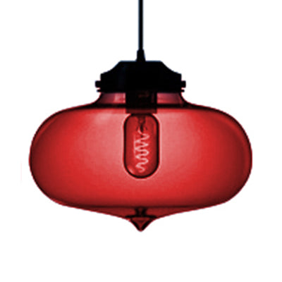 Teardrop Hanging Pendant Light Contemporary Glass 1 Light Red/Brown/Blue Hanging Ceiling Light Red Clearhalo 'Ceiling Lights' 'Glass shade' 'Glass' 'Modern Pendants' 'Modern' 'Pendant Lights' 'Pendants' Lighting' 118777