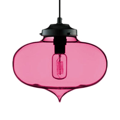 Teardrop Hanging Pendant Light Contemporary Glass 1 Light Red/Brown/Blue Hanging Ceiling Light Rose Red Clearhalo 'Ceiling Lights' 'Glass shade' 'Glass' 'Modern Pendants' 'Modern' 'Pendant Lights' 'Pendants' Lighting' 118779