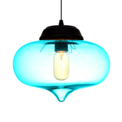 Teardrop Hanging Pendant Light Contemporary Glass 1 Light Red/Brown/Blue Hanging Ceiling Light Sky Blue Clearhalo 'Ceiling Lights' 'Glass shade' 'Glass' 'Modern Pendants' 'Modern' 'Pendant Lights' 'Pendants' Lighting' 118780