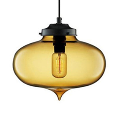 Teardrop Hanging Pendant Light Contemporary Glass 1 Light Red/Brown/Blue Hanging Ceiling Light Amber Clearhalo 'Ceiling Lights' 'Glass shade' 'Glass' 'Modern Pendants' 'Modern' 'Pendant Lights' 'Pendants' Lighting' 118781