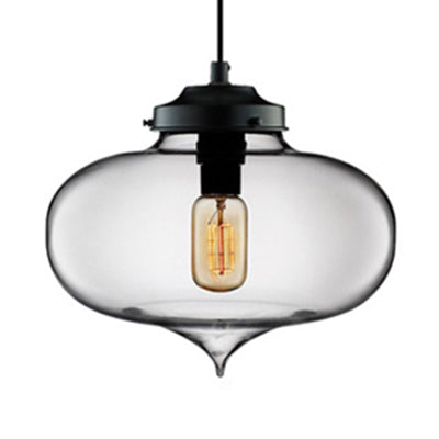 Teardrop Hanging Pendant Light Contemporary Glass 1 Light Red/Brown/Blue Hanging Ceiling Light Smoke Gray Clearhalo 'Ceiling Lights' 'Glass shade' 'Glass' 'Modern Pendants' 'Modern' 'Pendant Lights' 'Pendants' Lighting' 118784