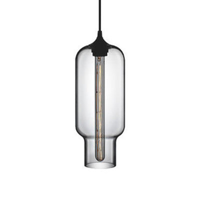 1 Light Ceiling Pendant Light with Bottle Glass Shade Contemporary Red/Brown/Blue Hanging Light Clear Clearhalo 'Ceiling Lights' 'Glass shade' 'Glass' 'Modern Pendants' 'Modern' 'Pendant Lights' 'Pendants' Lighting' 118810