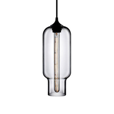 1 Light Ceiling Pendant Light with Bottle Glass Shade Contemporary Red/Brown/Blue Hanging Light Smoke Gray Clearhalo 'Ceiling Lights' 'Glass shade' 'Glass' 'Modern Pendants' 'Modern' 'Pendant Lights' 'Pendants' Lighting' 118811