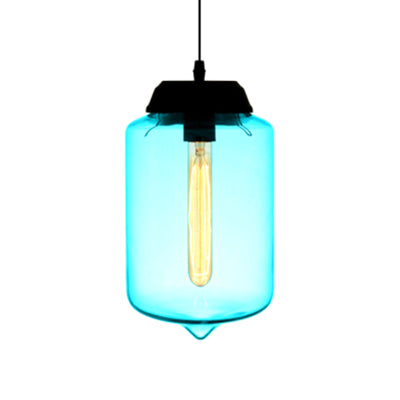 Teardrop Pendant Lighting in Modern Style Glass 1 Light Red/Brown/Blue Hanging Light Sky Blue Clearhalo 'Ceiling Lights' 'Glass shade' 'Glass' 'Modern Pendants' 'Modern' 'Pendant Lights' 'Pendants' Lighting' 118817