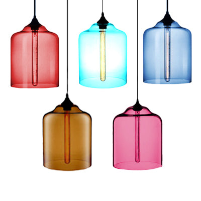 Glass Jug Suspension Light Contemporary 1 Light Red/Brown/Blue Hanging Ceiling Light Clearhalo 'Ceiling Lights' 'Glass shade' 'Glass' 'Modern Pendants' 'Modern' 'Pendant Lights' 'Pendants' Lighting' 118822